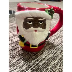 Holiday Style Black Santa Claus Ceramic Coffee Mug 22oz Christmas Red 3D Mug